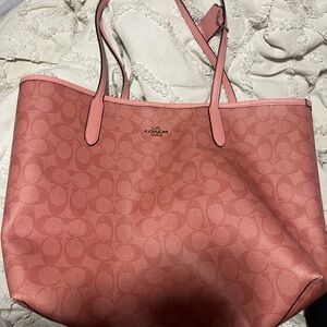 Coach Large Pink Signature City Tote Bag